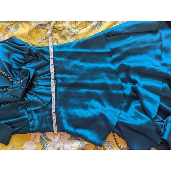 A Common Thread Women’s Small Silk Charmeuse Elegant MIDI Tiered Gown Dress - Picture 5 of 8